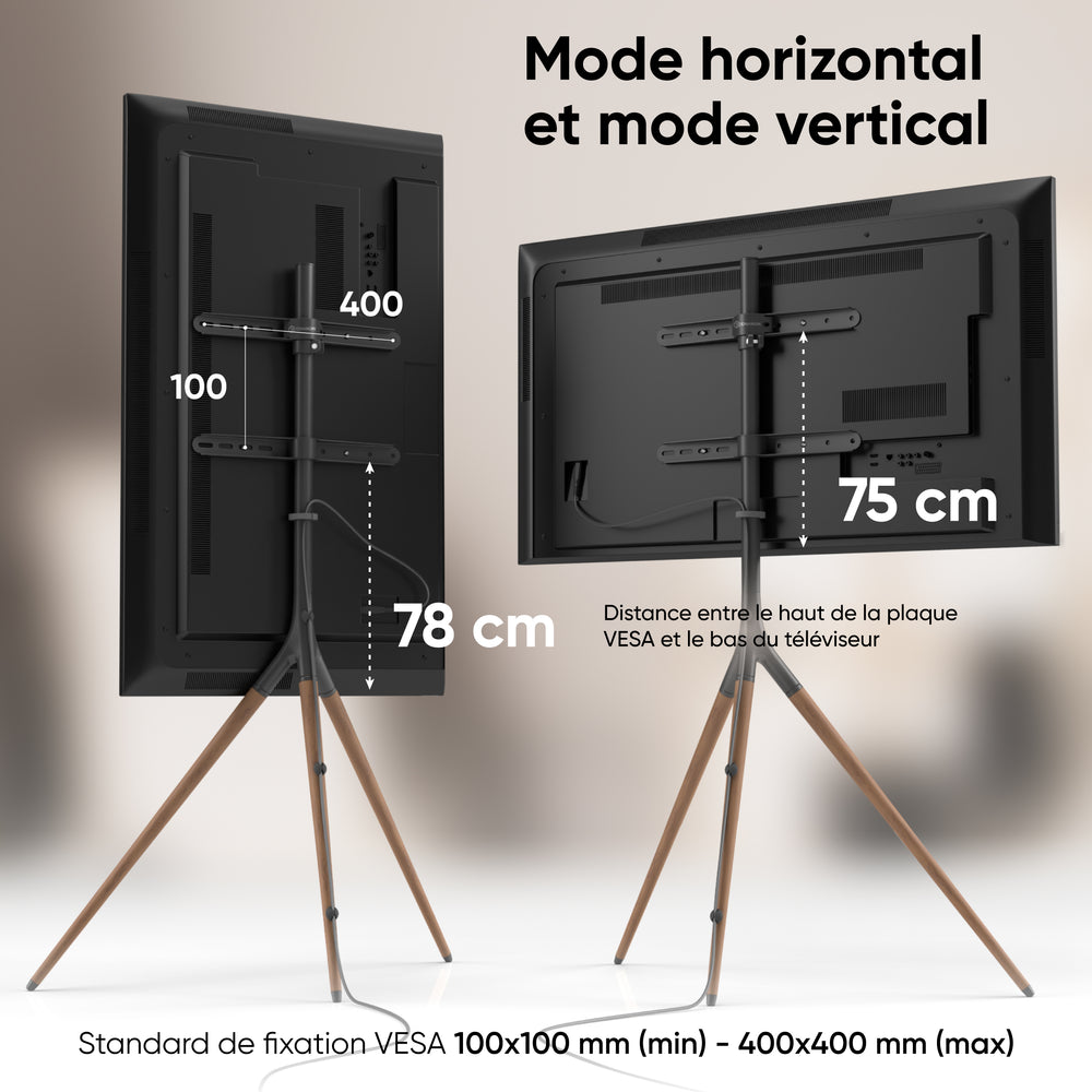 Support TV intérieur ONKRON pour 32"-65", max 35 kg, pivotant, noir TS1220