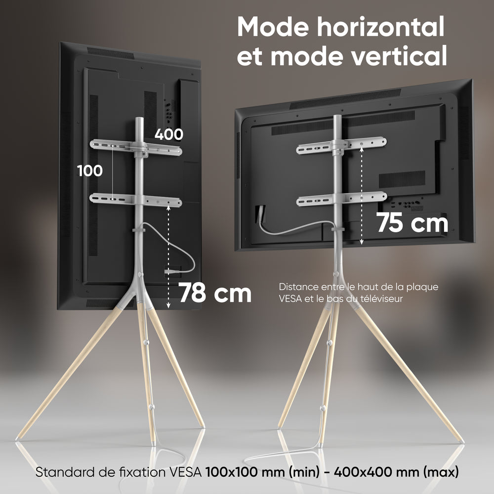 Support TV intérieur ONKRON pour 32"-65", max 35 kg, pivotant, blanc TS1220