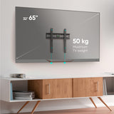 FM2 Noir, Support mural pour TV de 32" à 65", Fixe sans inclinaison, 50 kg max