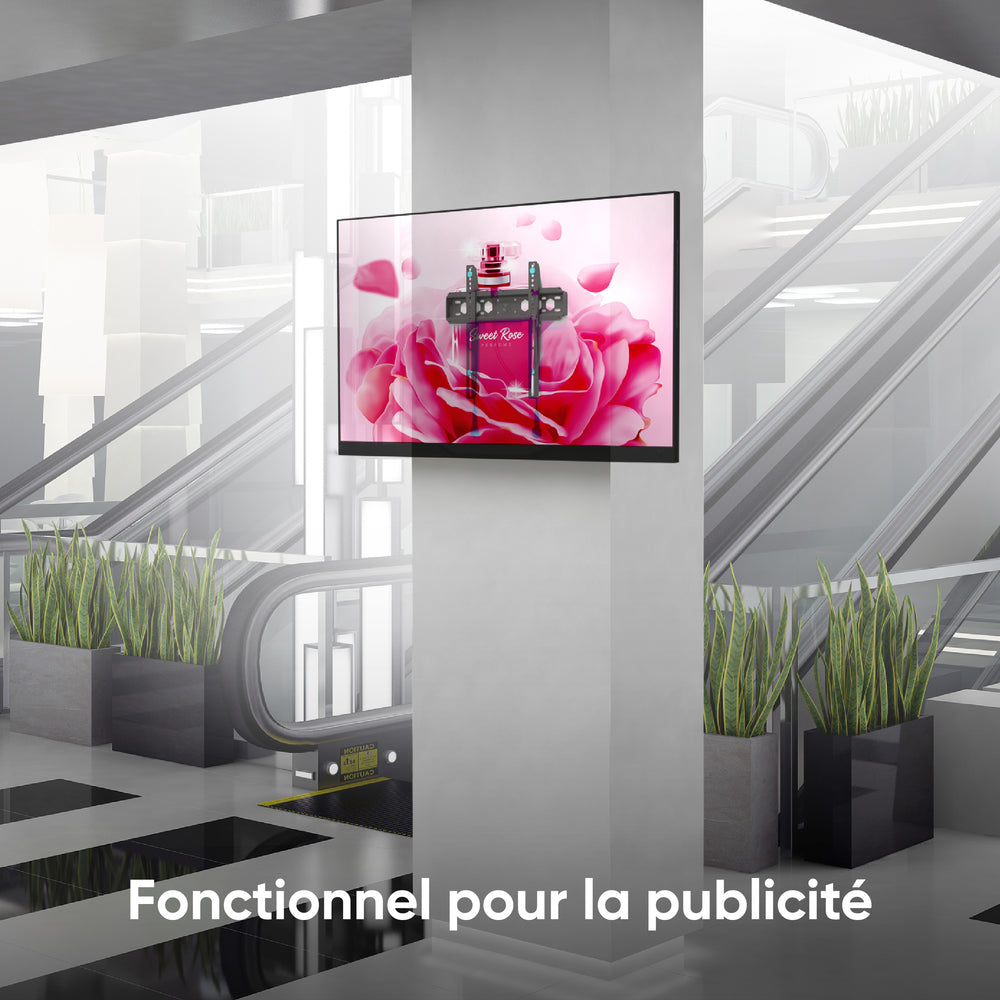 FM5 Fixation TV murale non inclinable pour des téléviseurs de 32 à 65 pouces 56 kg max Noir