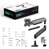 G50 Noir, Support de bureau pour écrans de 13" à 32", 8 kg max