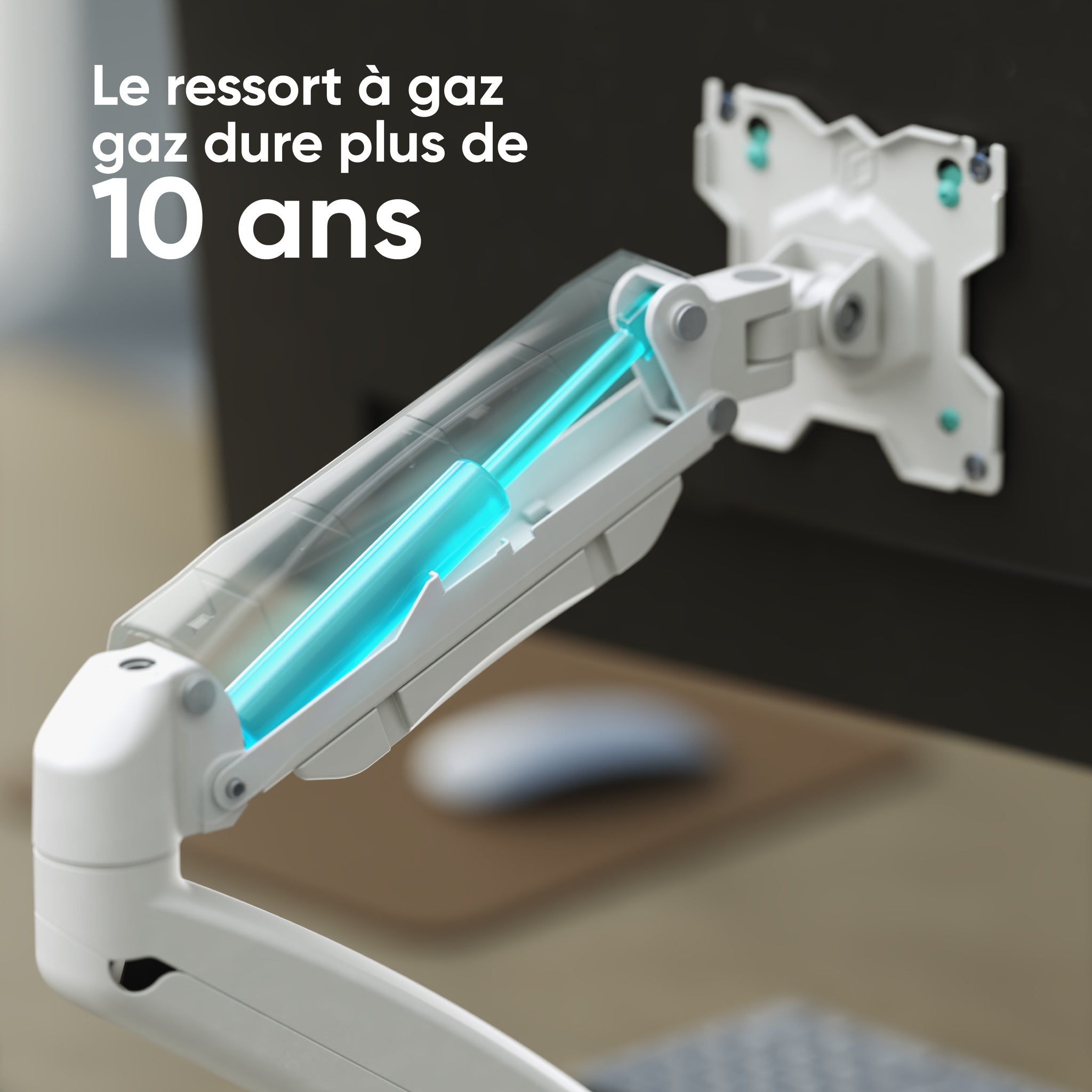 Support Moniteur Blanc Brillant HOMTAKIE - 42x24x13 Cm, Bois D'ingénierie, Avec étagère Rangement - Ergonomique Pour Bureau