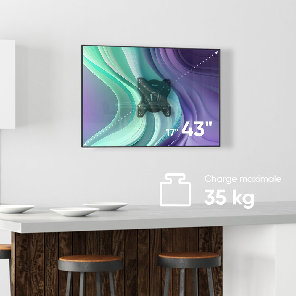 Support TV mural  inclinable pour écrans de 17"-43" pouces VESA 75x75-200x200 mm NP23-B, Noir