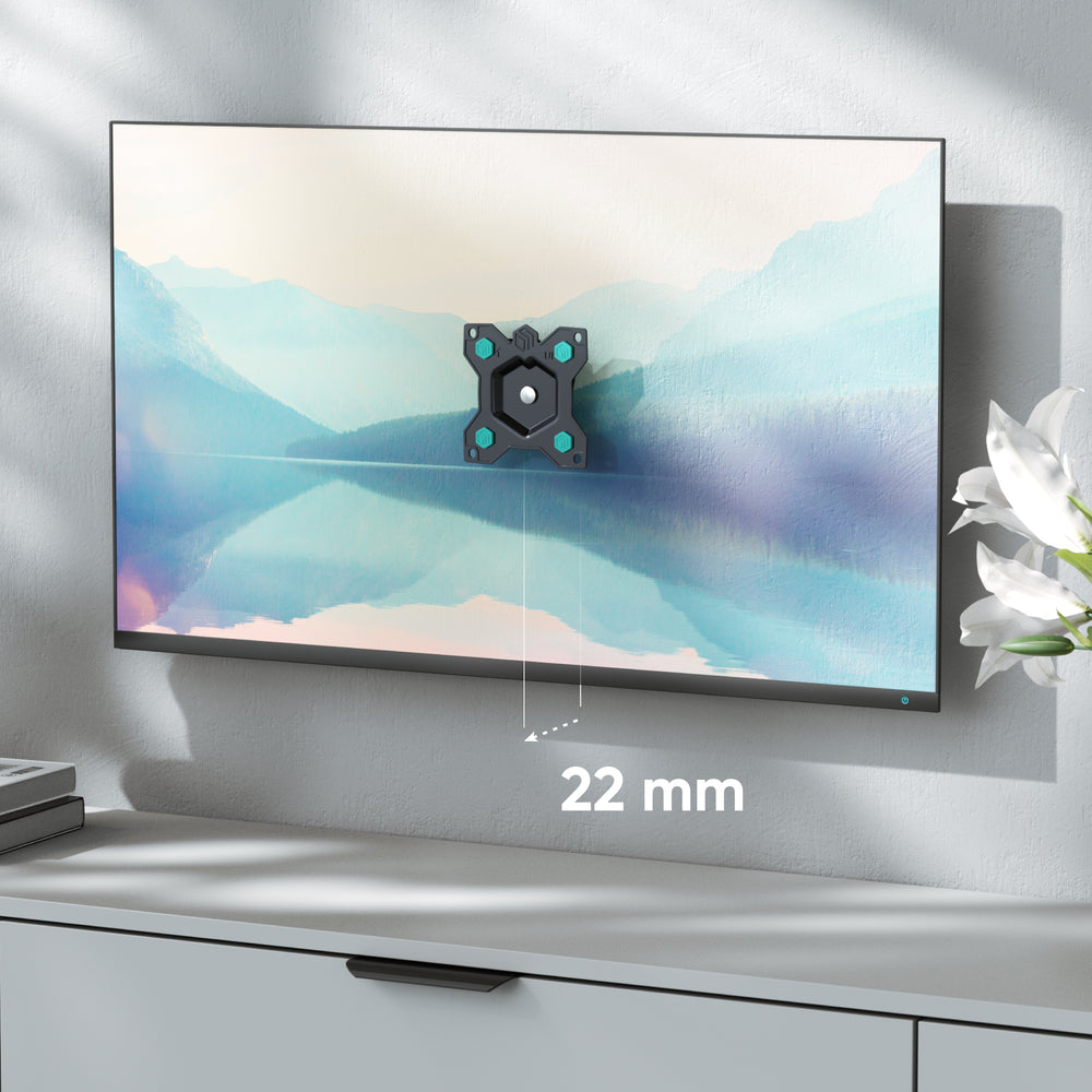 Support TV mural ultraplat pour écrans de 10"-35" VESA 75x75-100x100 mm,  Rotation 360° R1-B, Noir