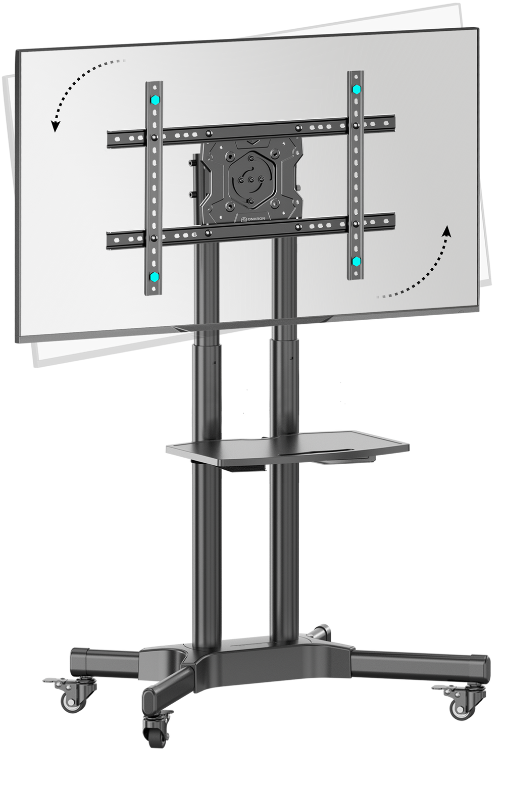 TS1351R Noir, Support TV à roulettes pour écrans de 32" à 65", 45kg max