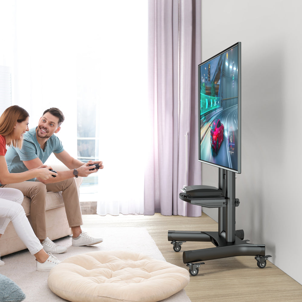 TS1551R Noir, Support TV à roulettes pour écrans de 40" à 65", 45kg max