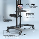 Support TV mobile motorisé ONKRON pour téléviseurs 50"-86", max 90 kg, noir TS1881E