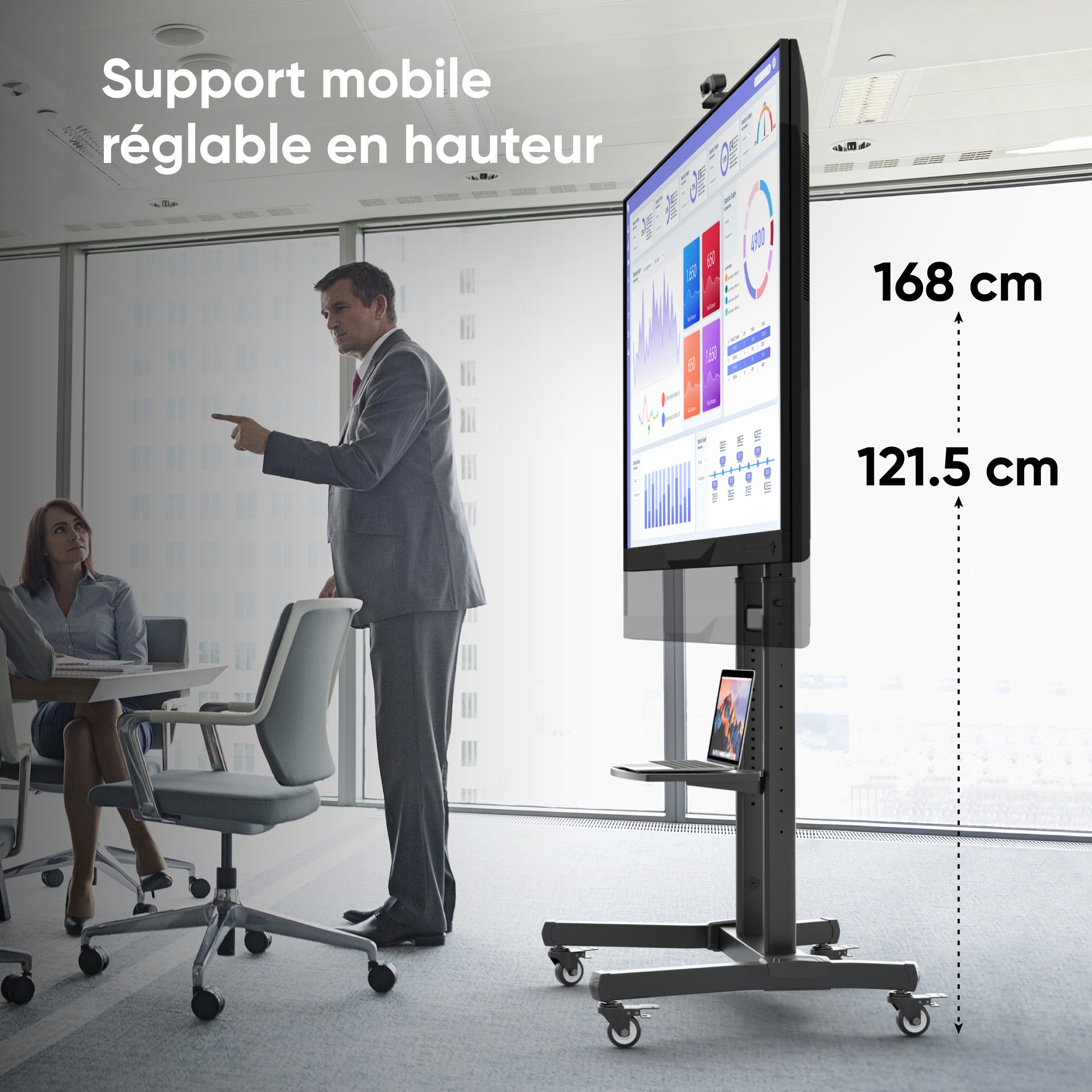 Support Téléphone Et étagère TV Réglable - Noir - Pour Bureau, Moniteur - Sans Perçage - Taille L (33x16x16 Cm)