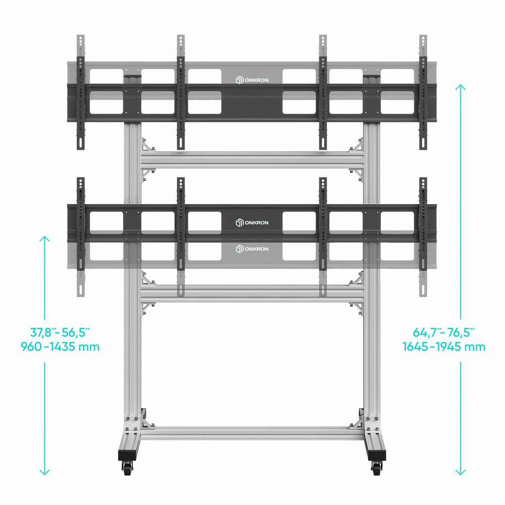FSPRO2L-22, Support sur pied à roulettes pour 4 écrans de 40" à 55" et 50 kg max chacun