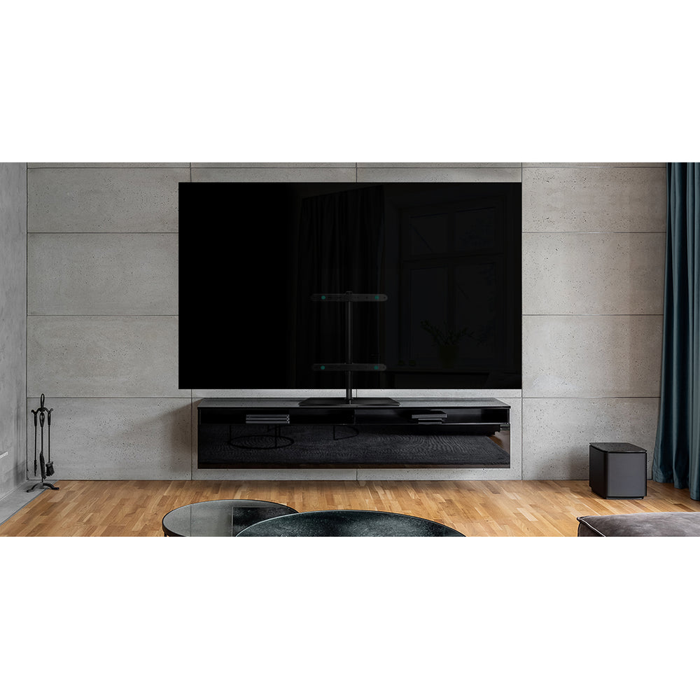ONKRON Support TV Universel pivotant à 360° TV LED LCD écran Plat et incurvé  32-65poids 35 kg Verre trempé réglable en Hauteur VESA 400x400 Noir