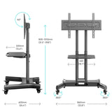 TS1350 Noir, Support à roulettes inclinable pour TV ou écran tactile de 32" à 70", 45 kg max